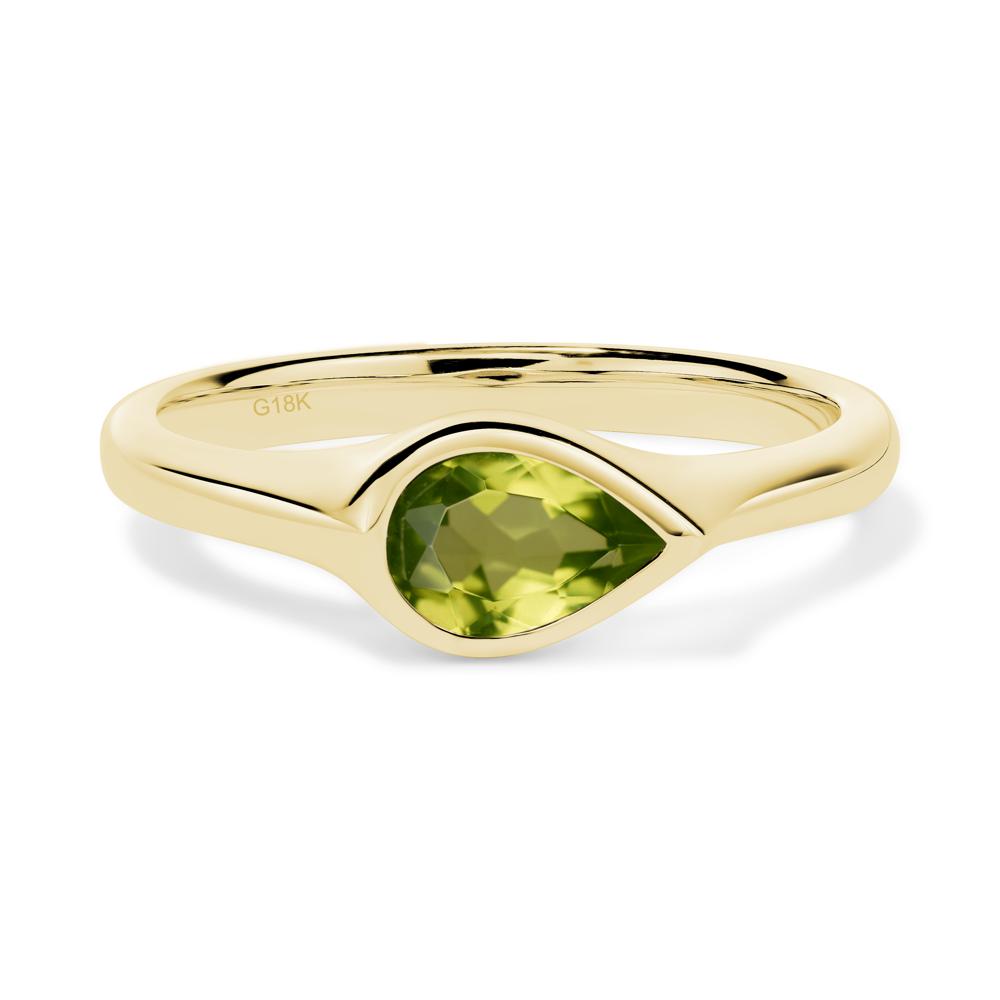 Horizontal Pear Peridot Engagement Ring - LUO Jewelry #metal_18k yellow gold