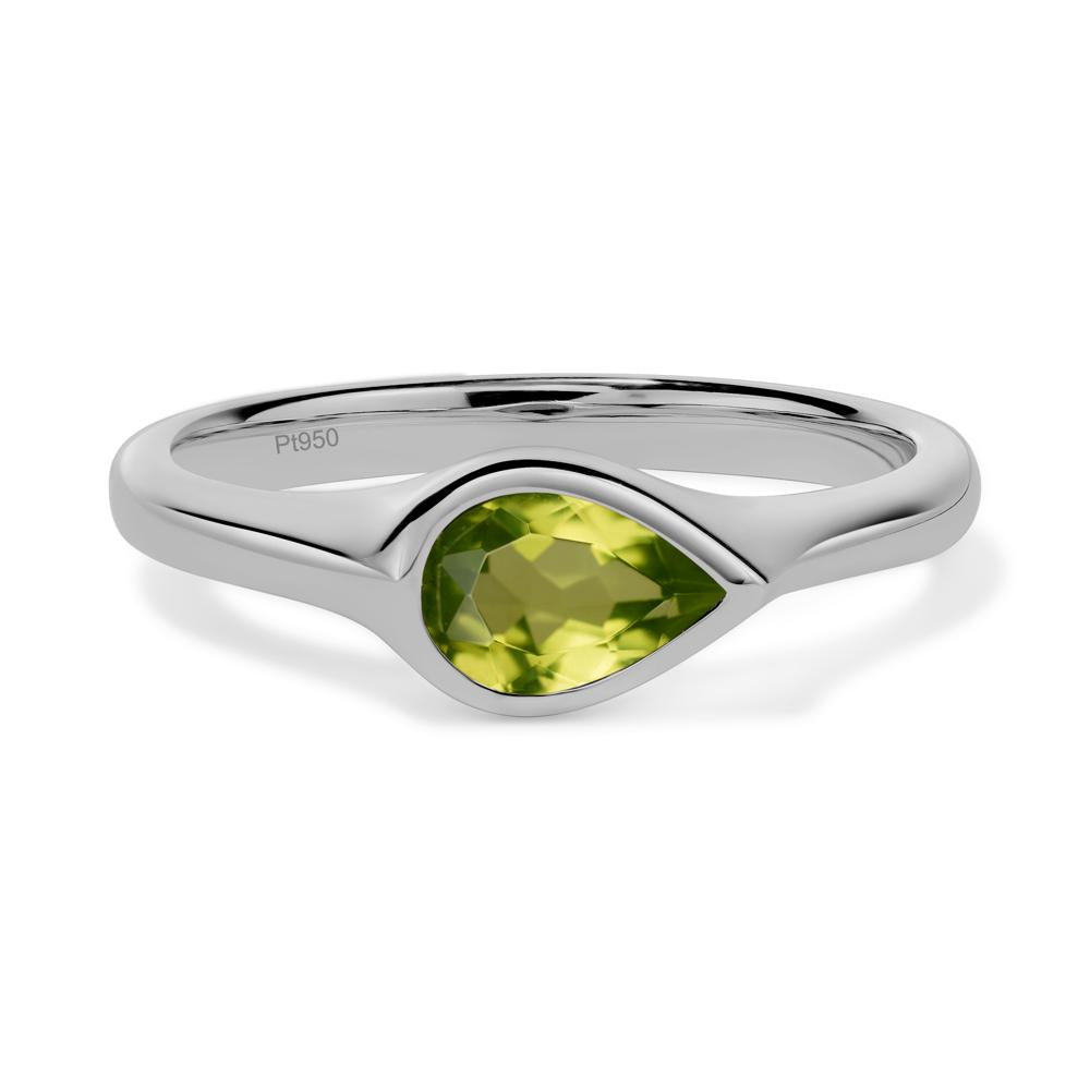Horizontal Pear Peridot Engagement Ring - LUO Jewelry #metal_platinum