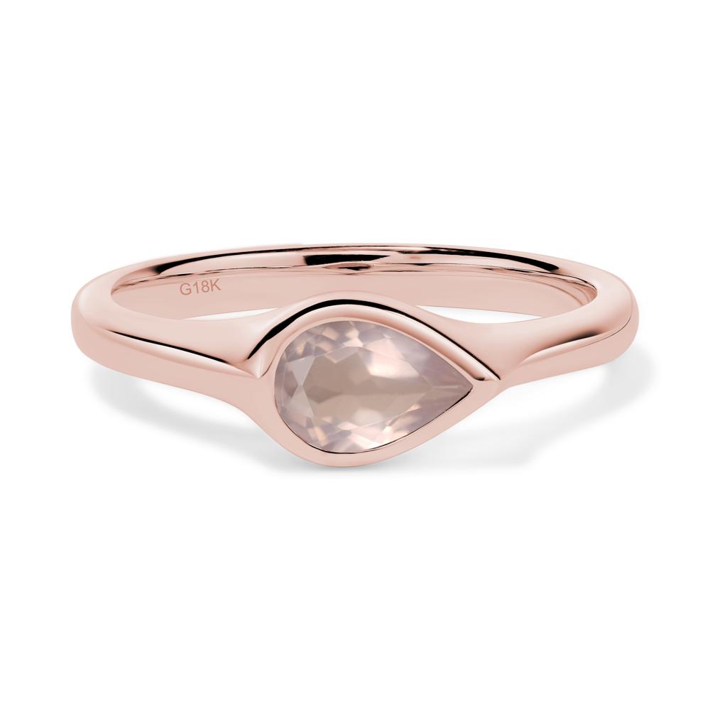 Horizontal Pear Rose Quartz Engagement Ring - LUO Jewelry #metal_18k rose gold
