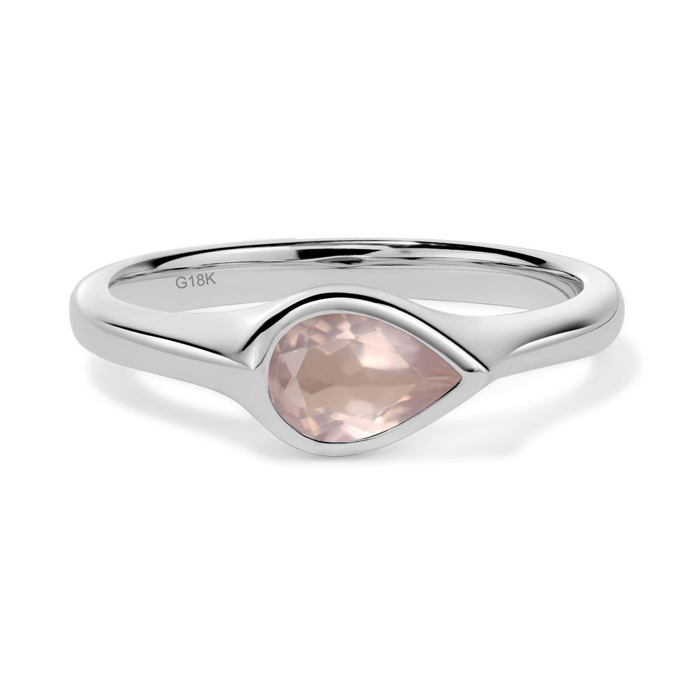 Horizontal Pear Rose Quartz Engagement Ring - LUO Jewelry #metal_18k white gold