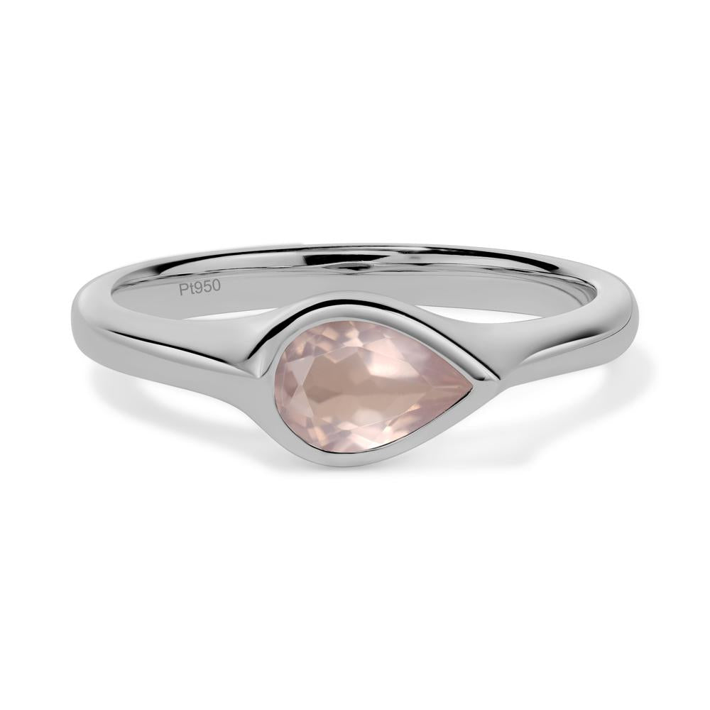 Horizontal Pear Rose Quartz Engagement Ring - LUO Jewelry #metal_platinum