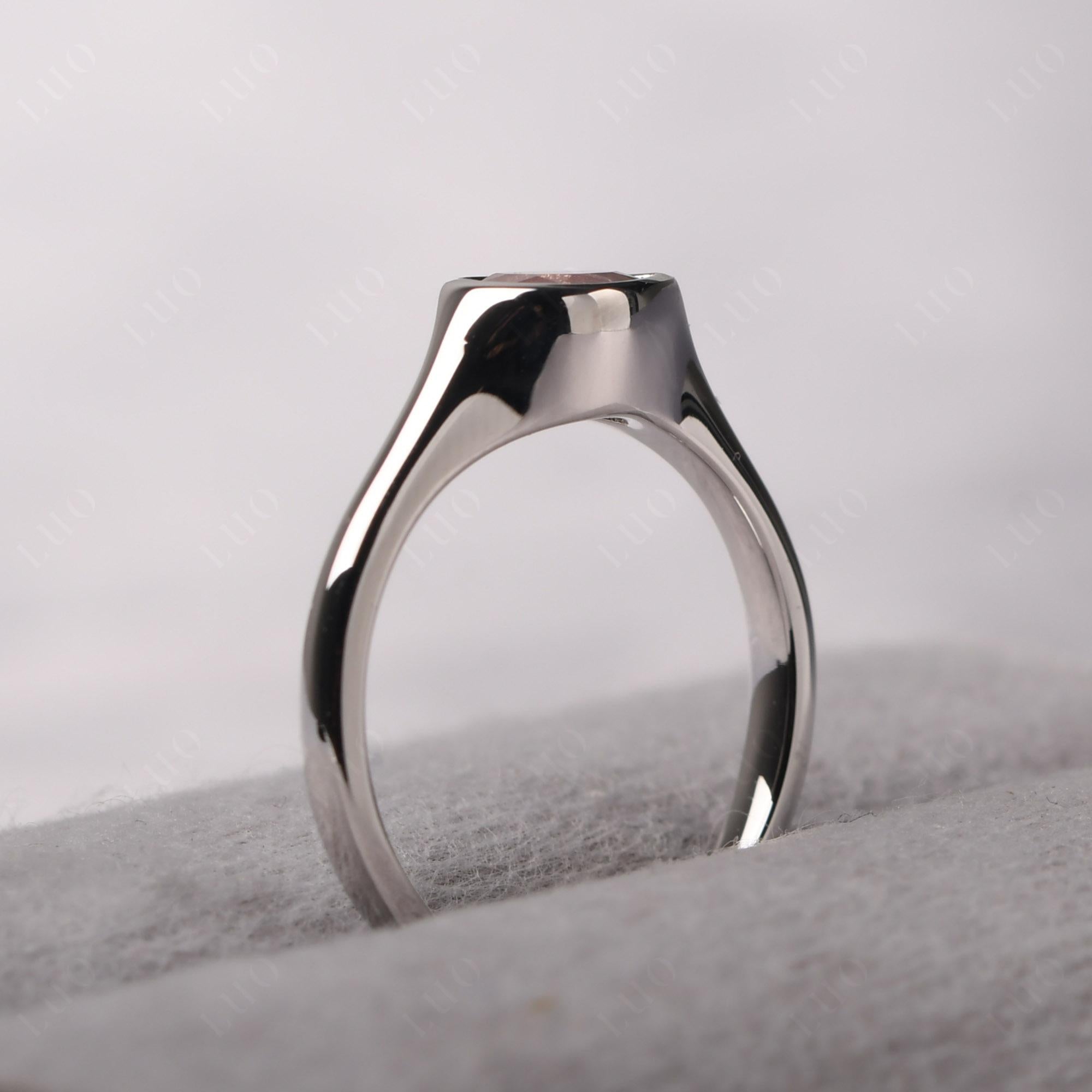 Horizontal Pear Rose Quartz Engagement Ring - LUO Jewelry