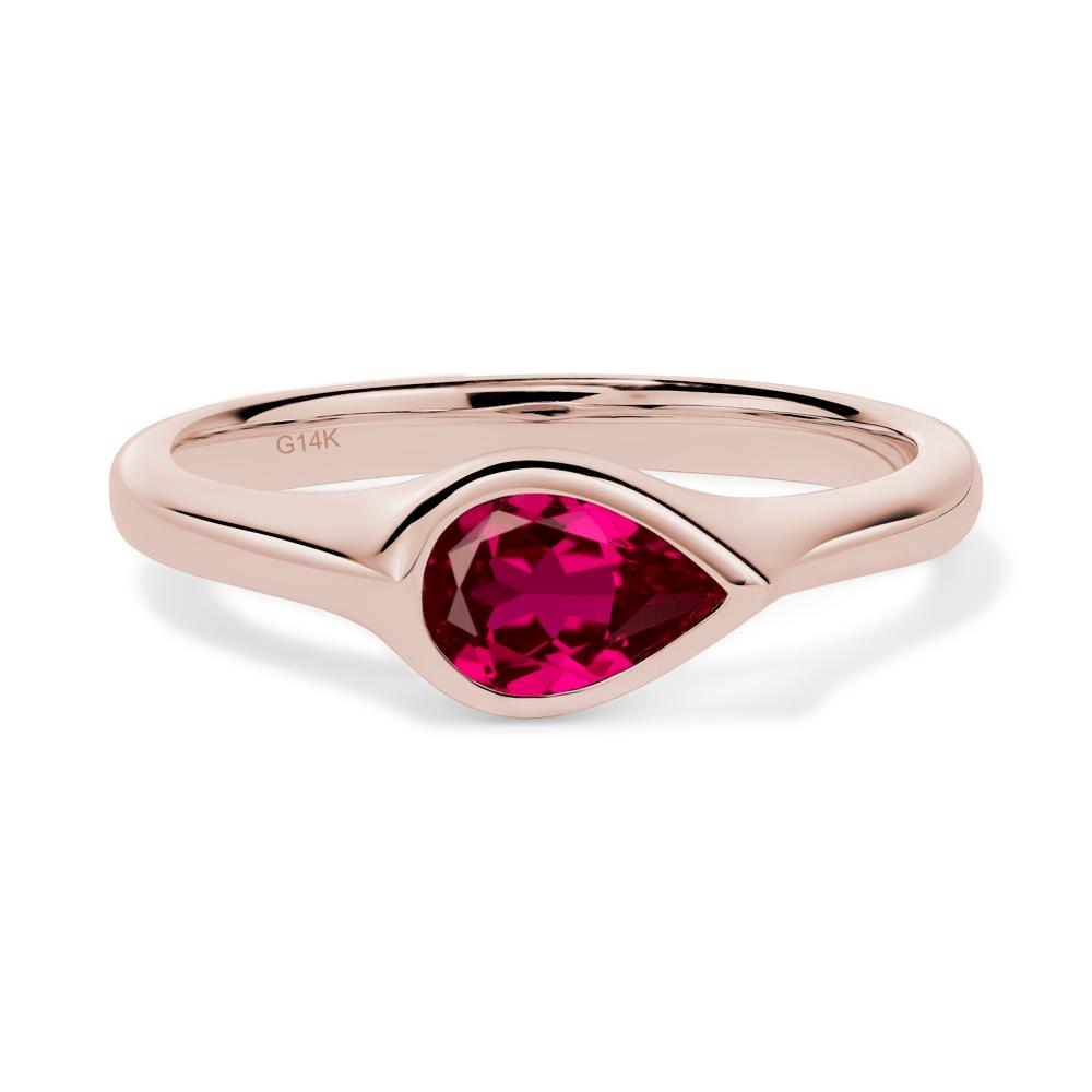 Horizontal Pear Ruby Engagement Ring - LUO Jewelry #metal_14k rose gold