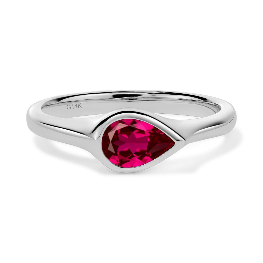 Horizontal Pear Ruby Engagement Ring - LUO Jewelry #metal_14k white gold