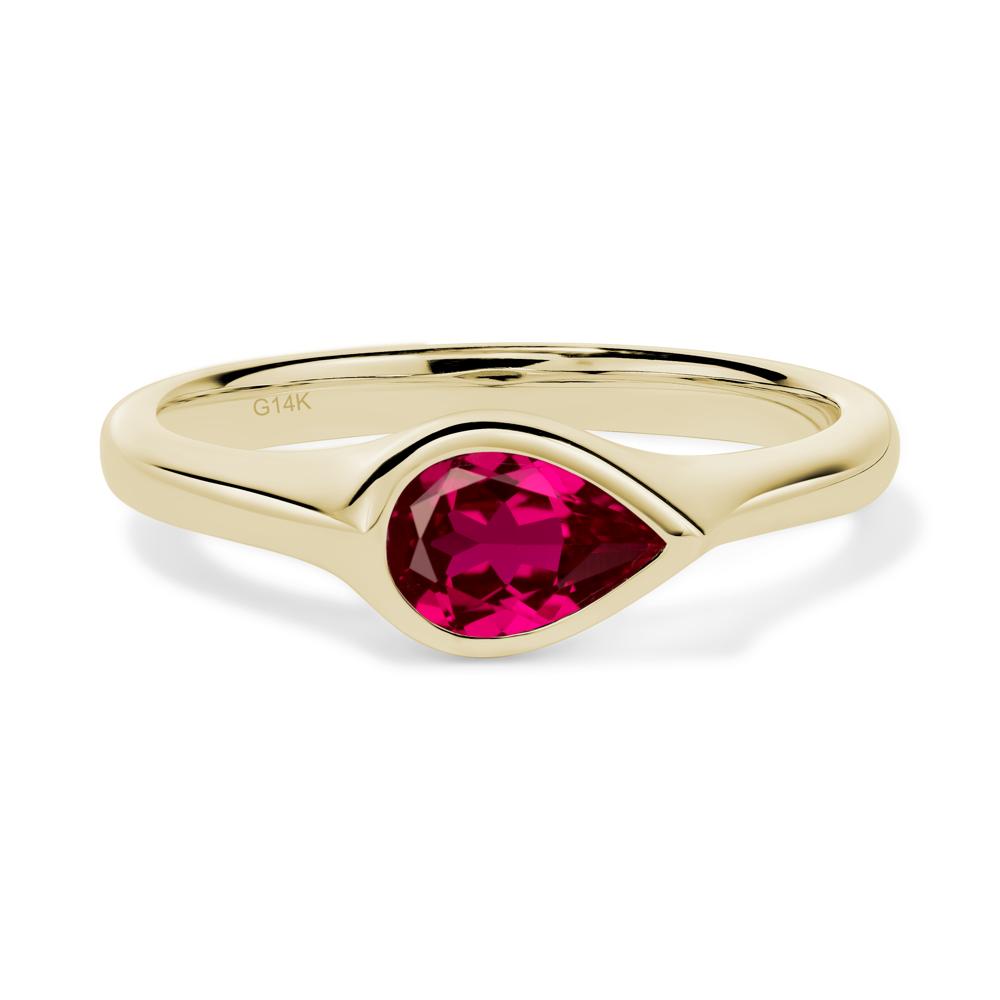 Horizontal Pear Ruby Engagement Ring - LUO Jewelry #metal_14k yellow gold