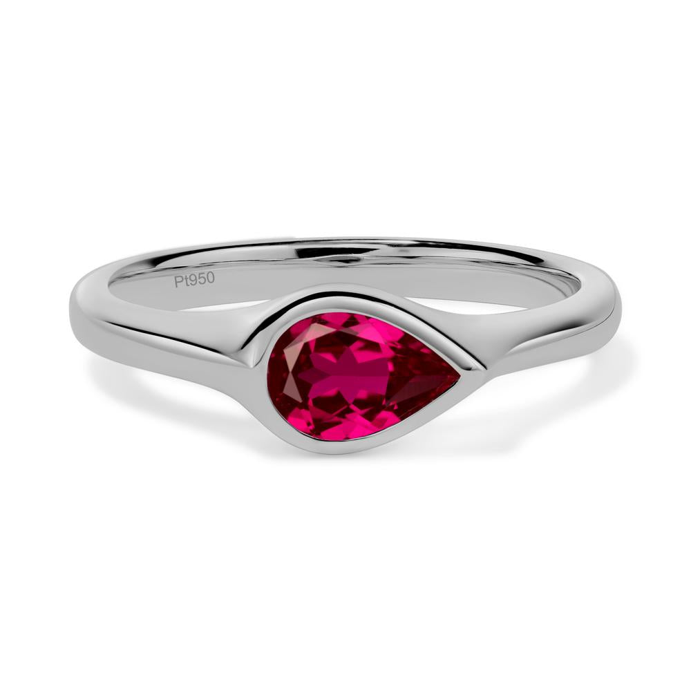 Horizontal Pear Ruby Engagement Ring - LUO Jewelry #metal_platinum