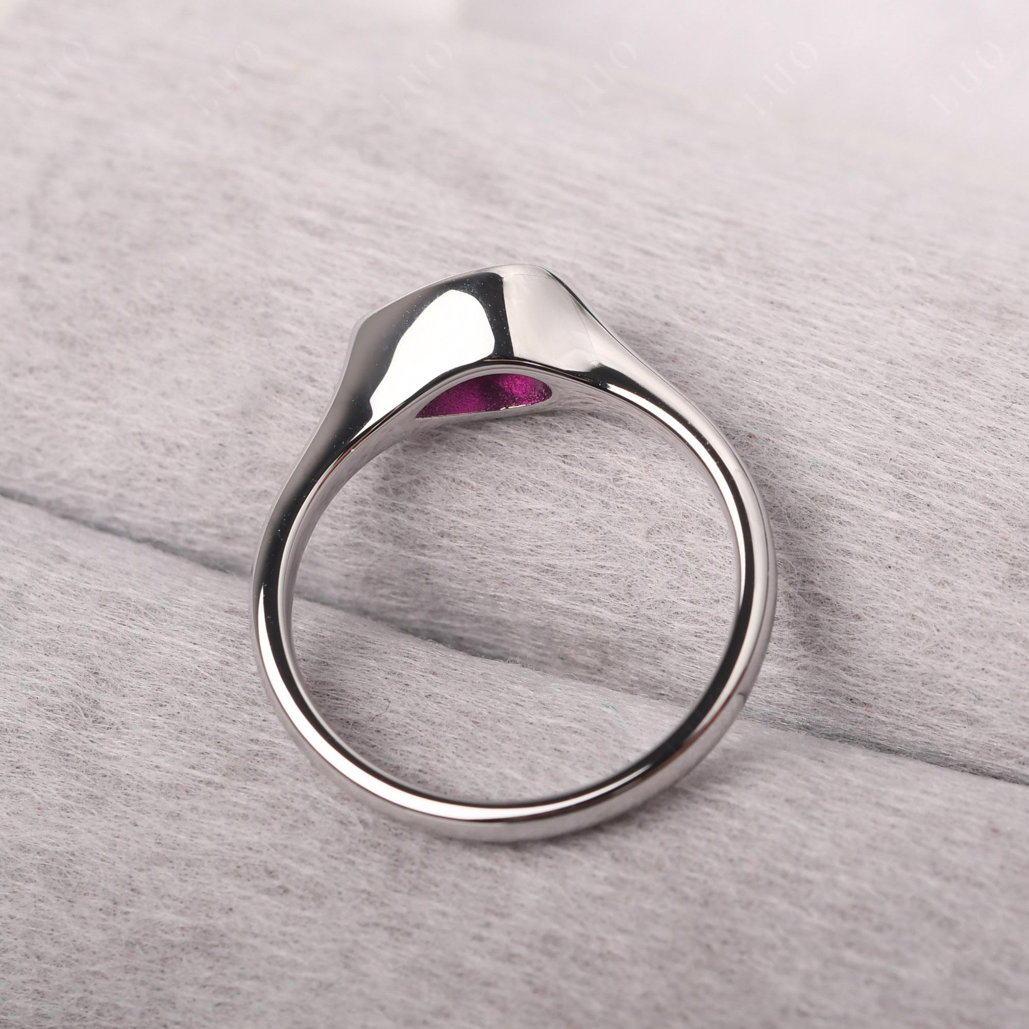 Horizontal Pear Ruby Engagement Ring - LUO Jewelry