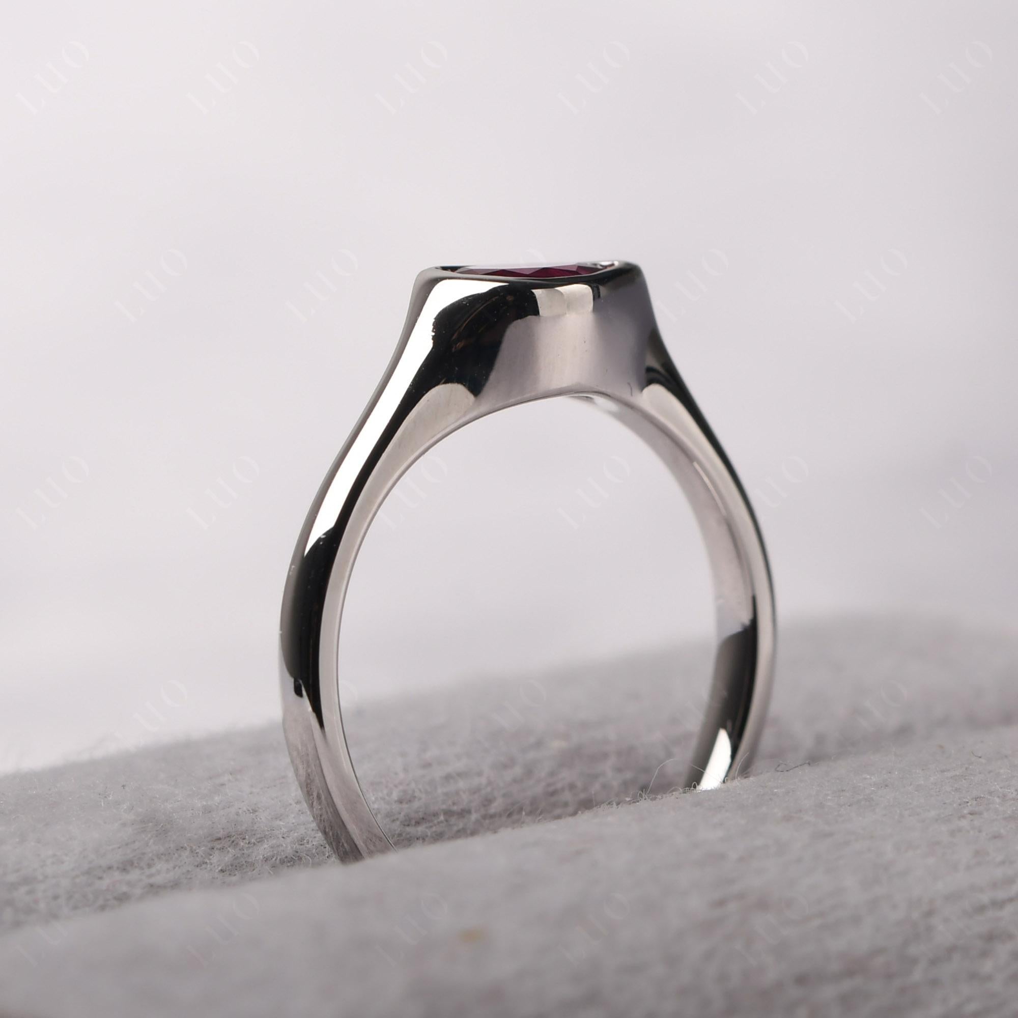 Horizontal Pear Ruby Engagement Ring - LUO Jewelry