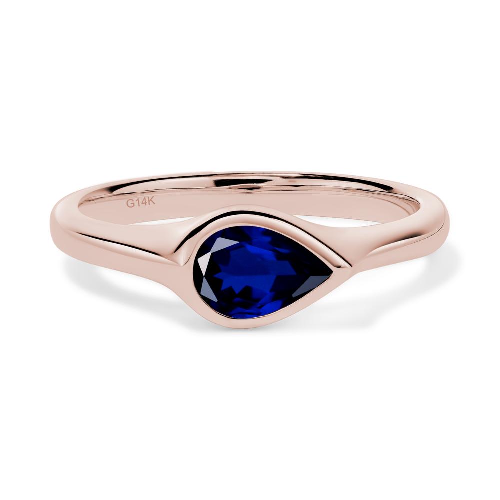 Horizontal Pear Sapphire Engagement Ring - LUO Jewelry #metal_14k rose gold