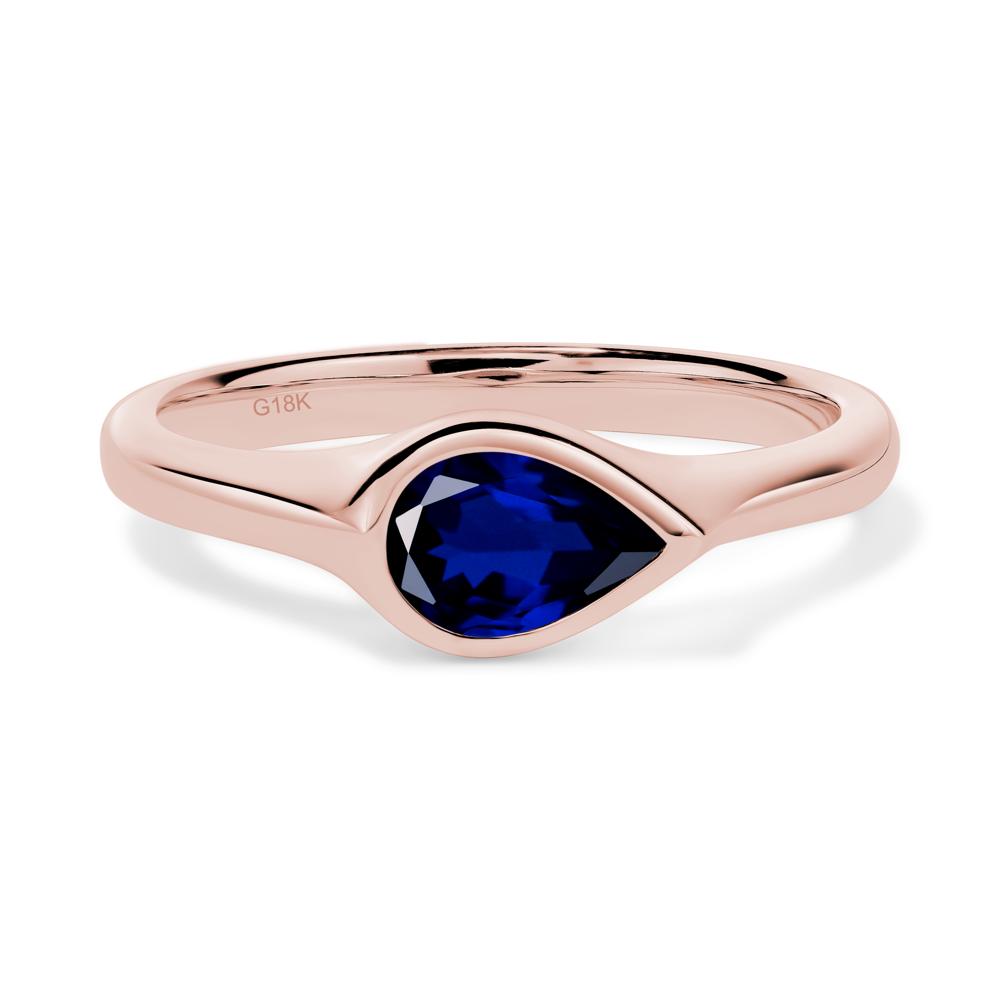 Horizontal Pear Sapphire Engagement Ring - LUO Jewelry #metal_18k rose gold