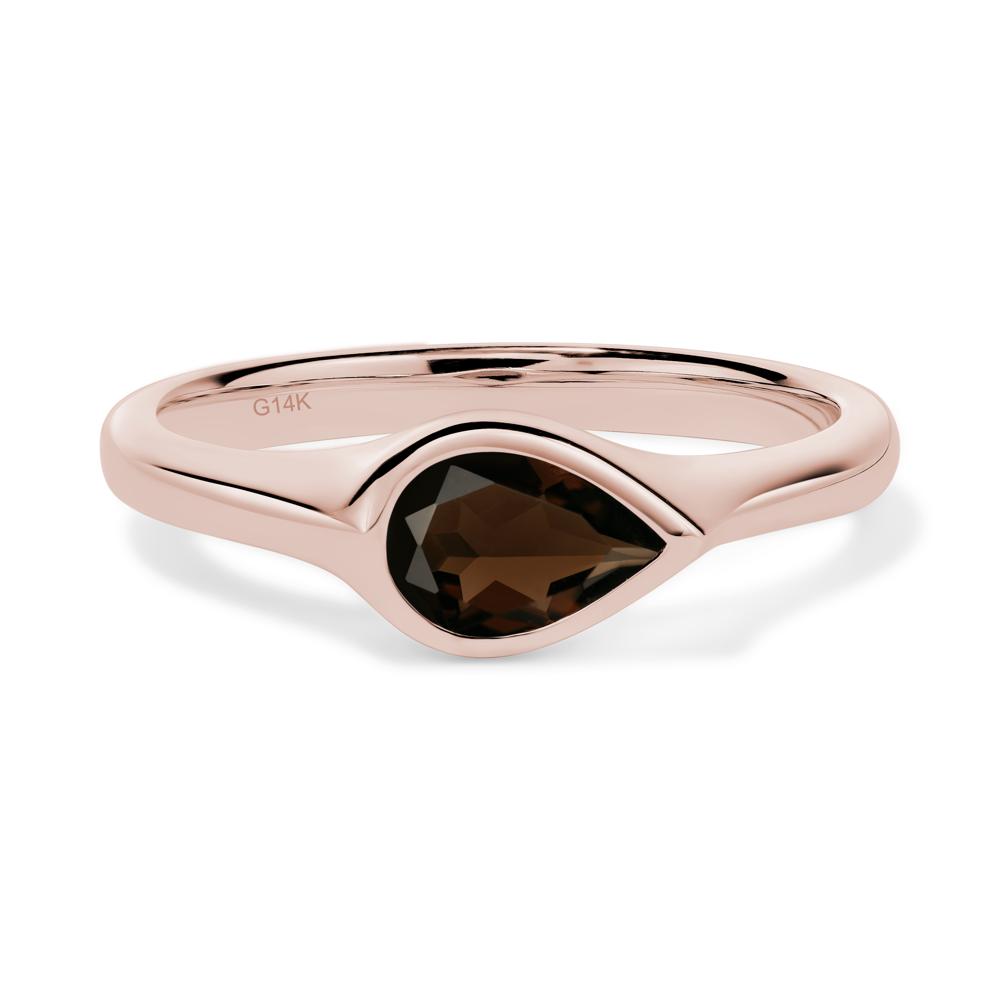 Horizontal Pear Smoky Quartz Engagement Ring - LUO Jewelry #metal_14k rose gold