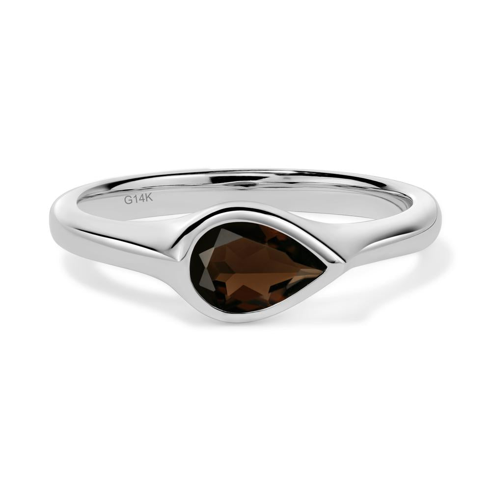 Horizontal Pear Smoky Quartz Engagement Ring - LUO Jewelry #metal_14k white gold