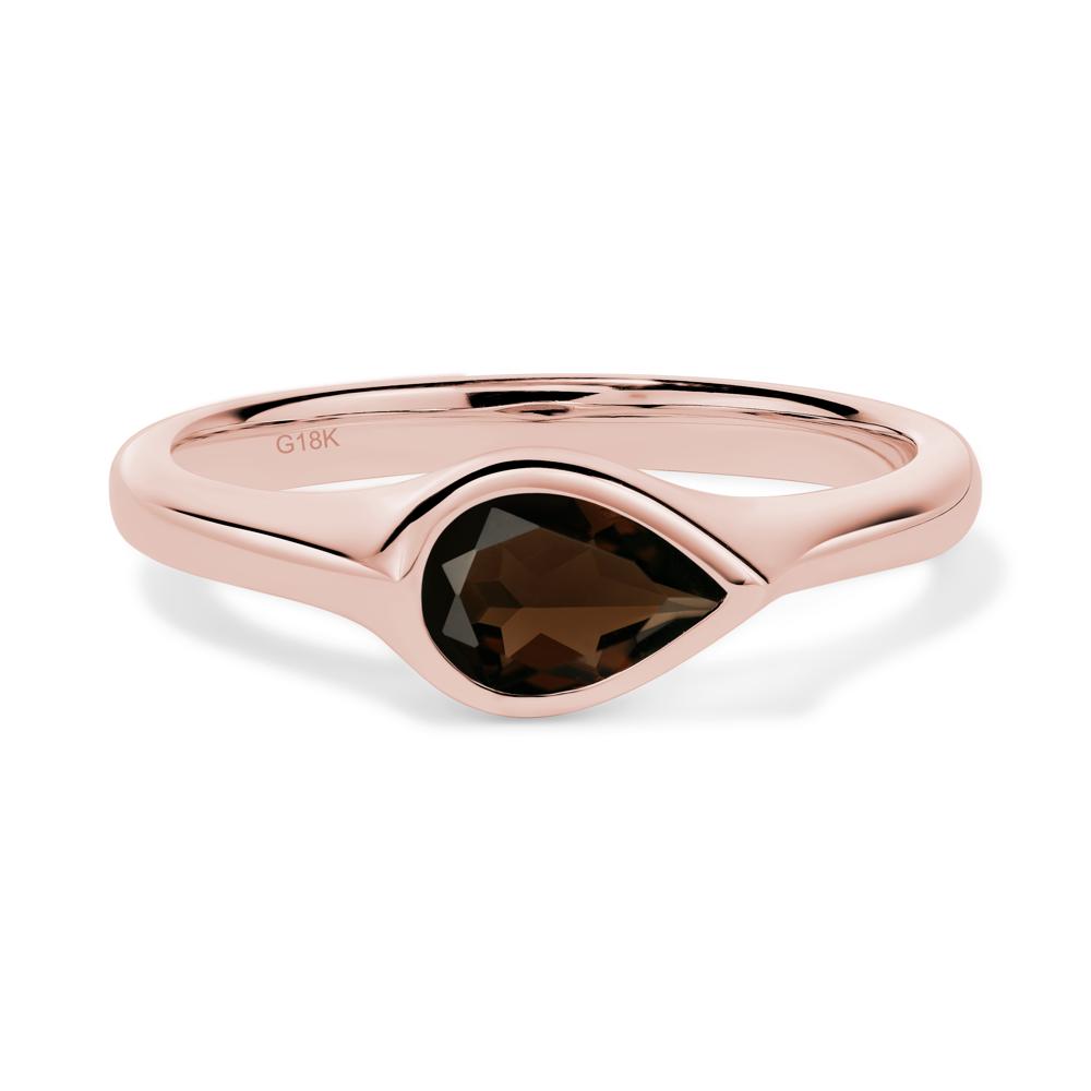 Horizontal Pear Smoky Quartz Engagement Ring - LUO Jewelry #metal_18k rose gold