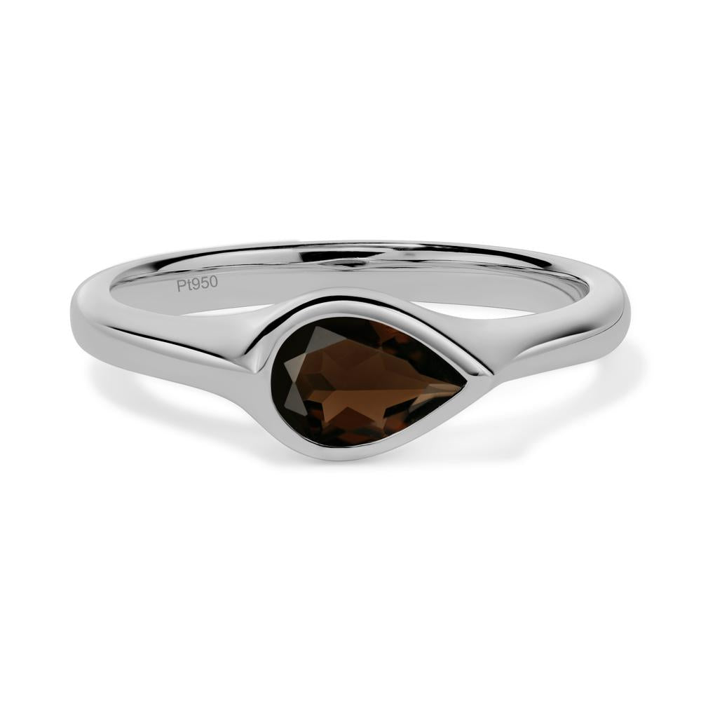 Horizontal Pear Smoky Quartz Engagement Ring - LUO Jewelry #metal_platinum