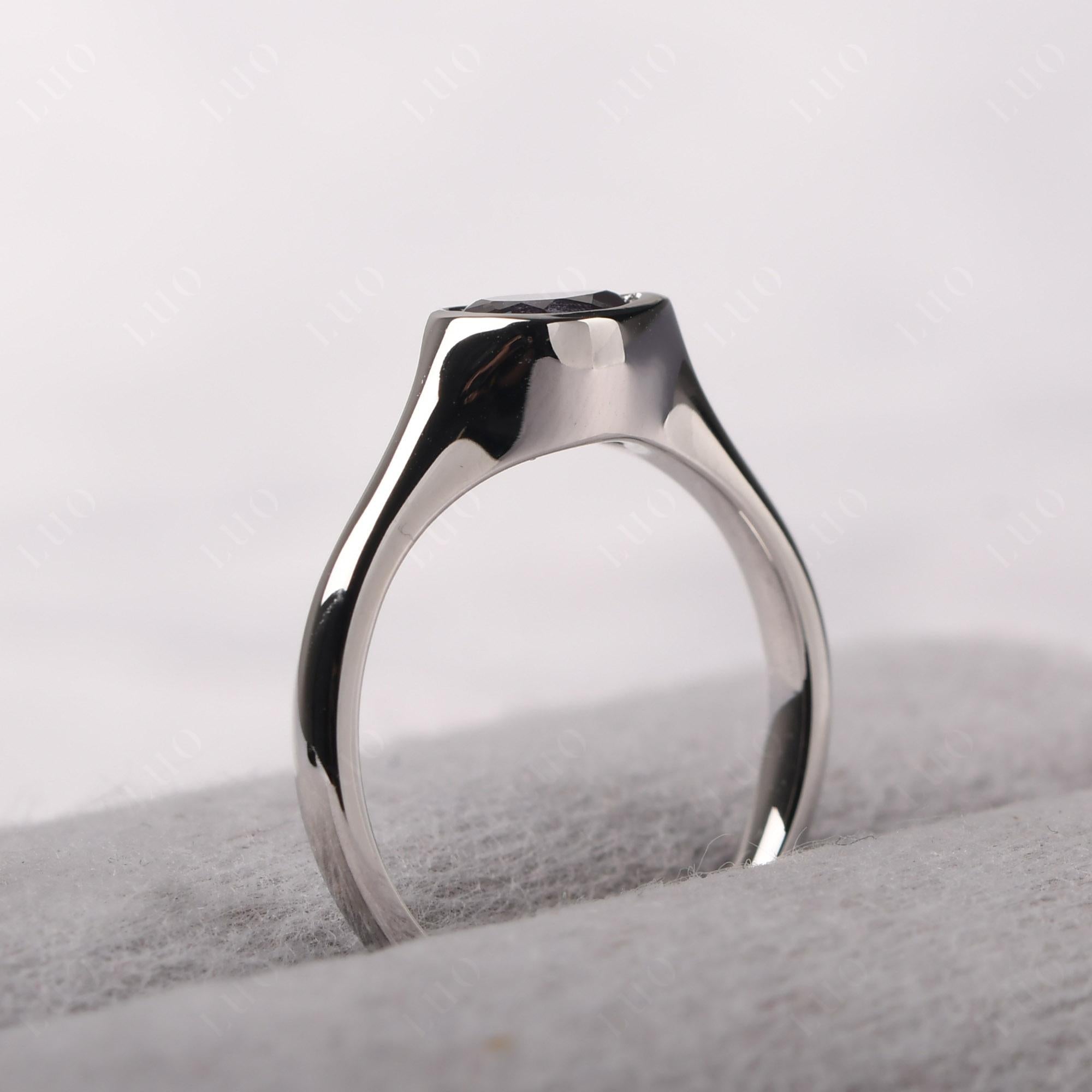 Horizontal Pear Smoky Quartz Engagement Ring - LUO Jewelry
