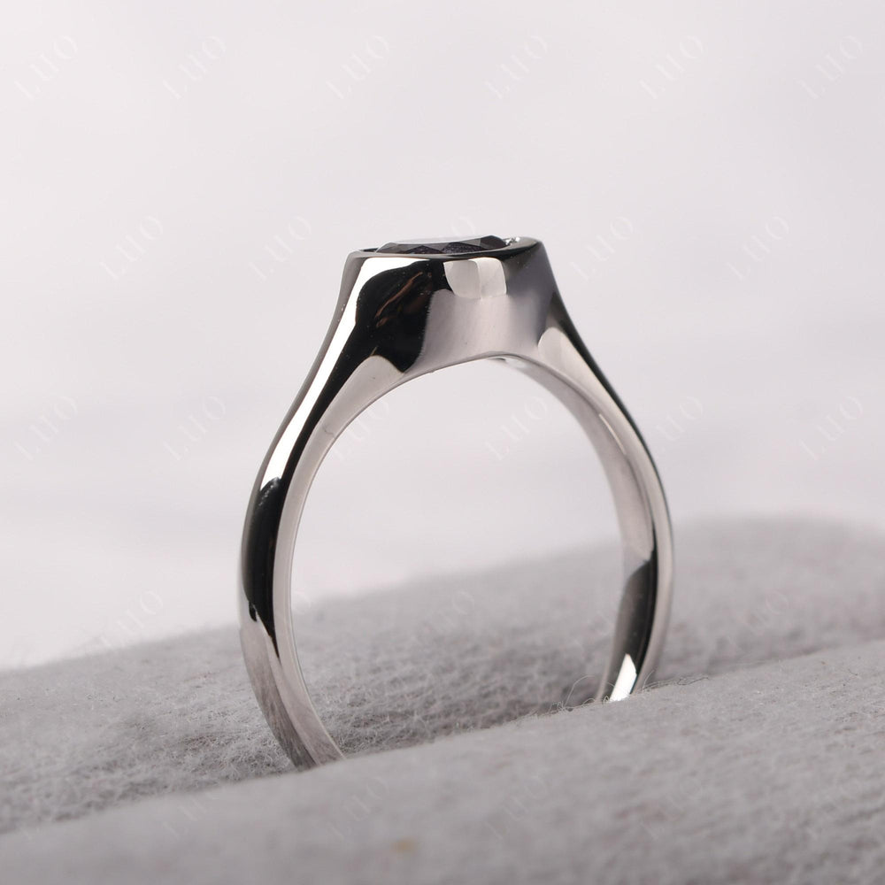 Horizontal Pear Smoky Quartz  Engagement Ring - LUO Jewelry