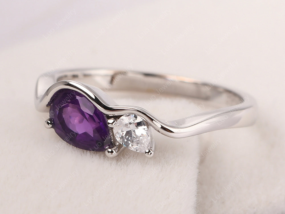 Unique Mothers Rings 2 Stones Amethyst Ring - LUO Jewelry