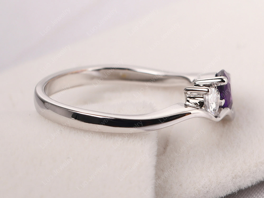 Unique Mothers Rings 2 Stones Amethyst Ring - LUO Jewelry