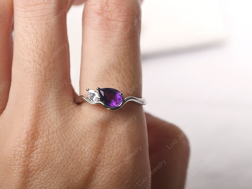 Unique Mothers Rings 2 Stones Amethyst Ring - LUO Jewelry