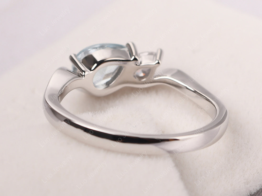 Unique Mothers Rings 2 Stones Aquamarine Ring - LUO Jewelry