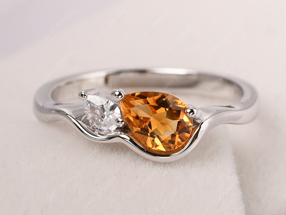 Unique Mothers Rings 2 Stones Citrine Ring - LUO Jewelry