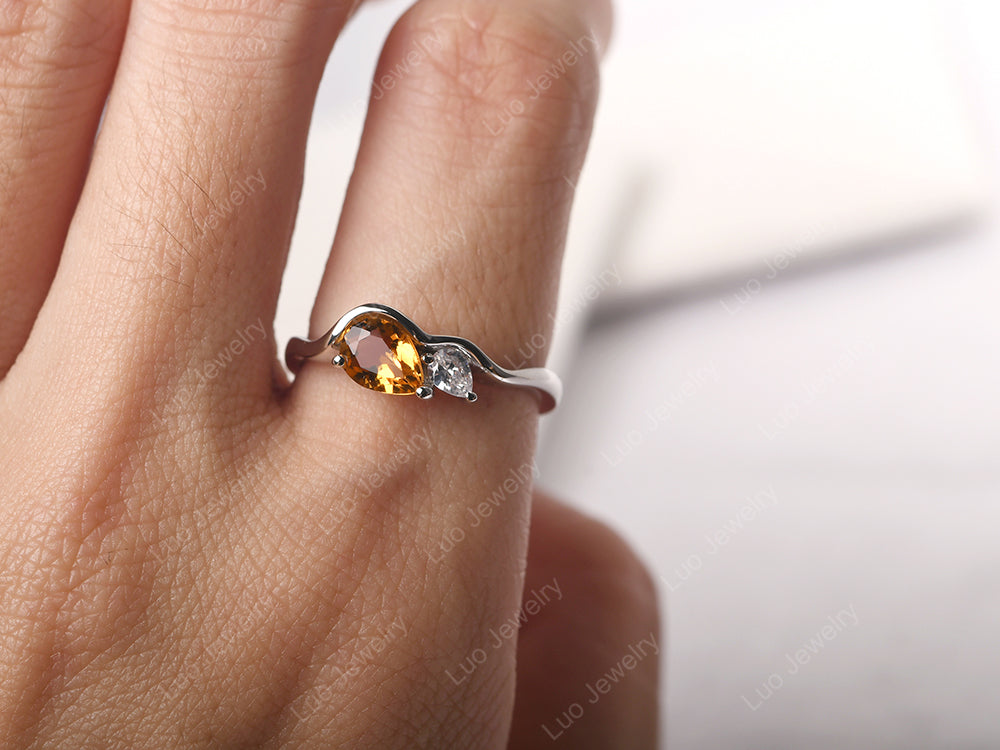 Unique Mothers Rings 2 Stones Citrine Ring - LUO Jewelry