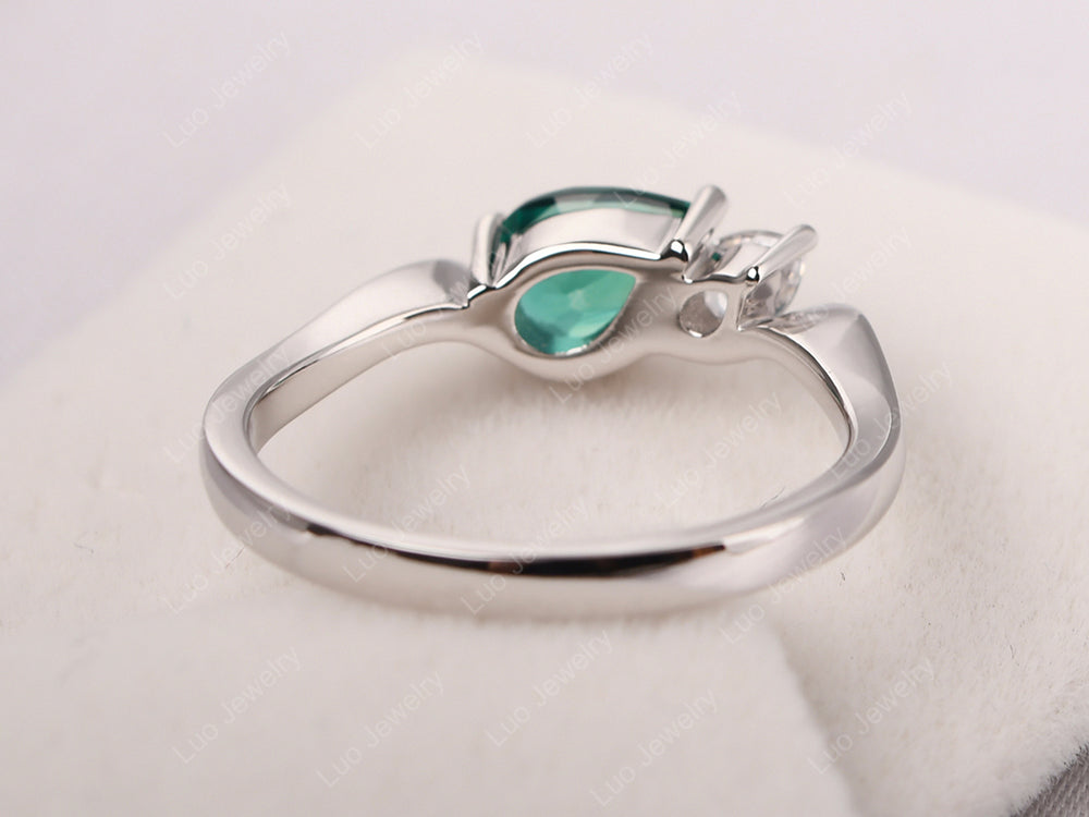 Unique Mothers Rings 2 Stones Emerald Ring - LUO Jewelry