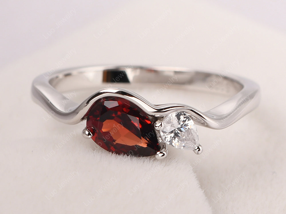 Unique Mothers Rings 2 Stones Garnet Ring - LUO Jewelry