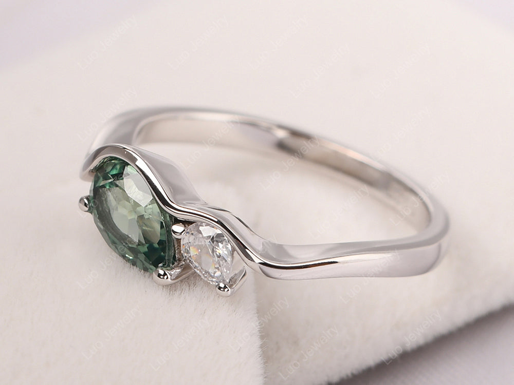 Unique Mothers Rings 2 Stones Green Sapphire Ring - LUO Jewelry