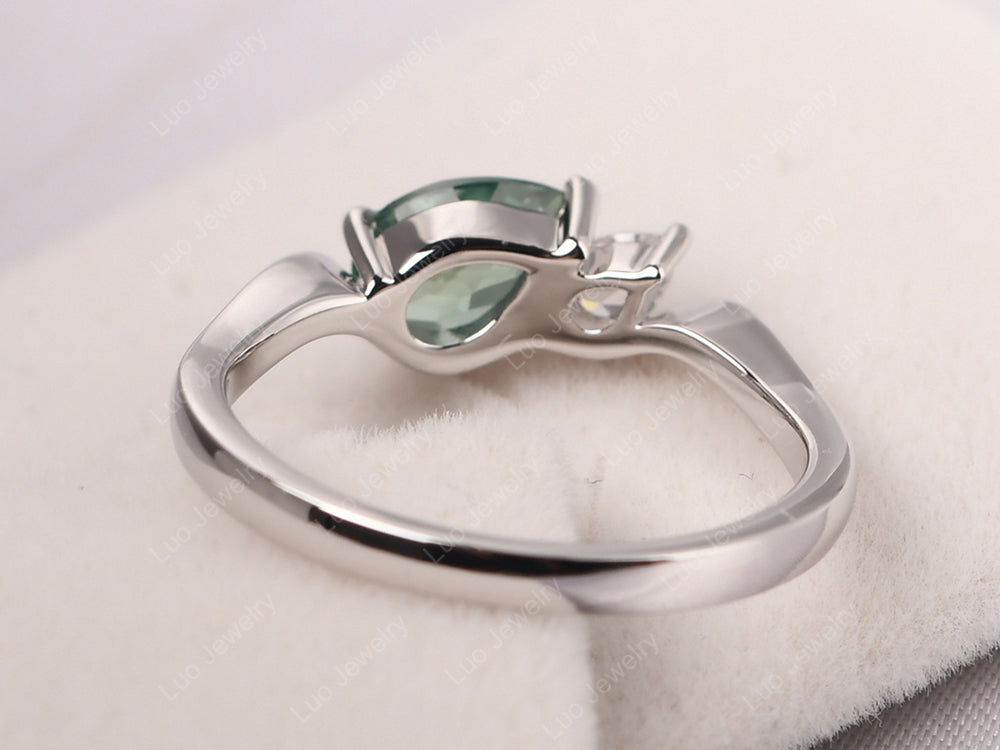 Unique Mothers Rings 2 Stones Green Sapphire Ring - LUO Jewelry