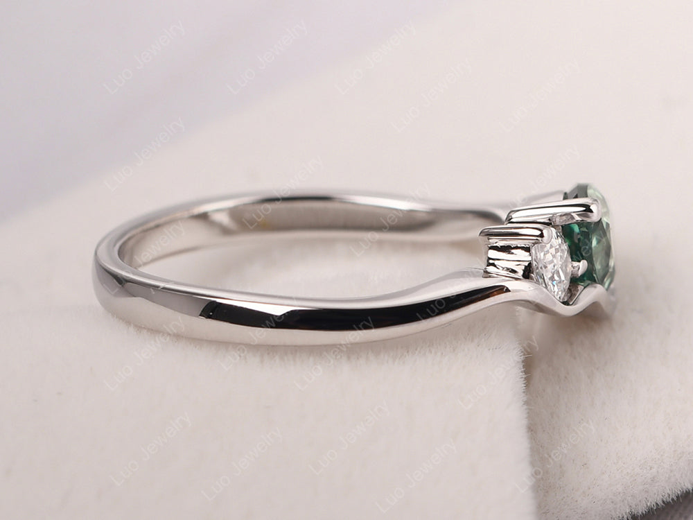 Unique Mothers Rings 2 Stones Green Sapphire Ring - LUO Jewelry