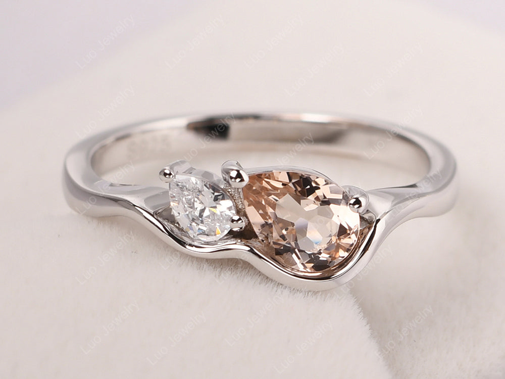 Unique Mothers Rings 2 Stones Morganite Ring - LUO Jewelry