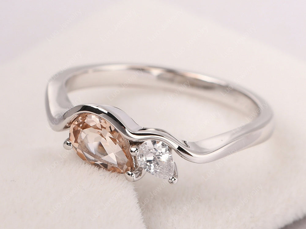 Unique Mothers Rings 2 Stones Morganite Ring - LUO Jewelry