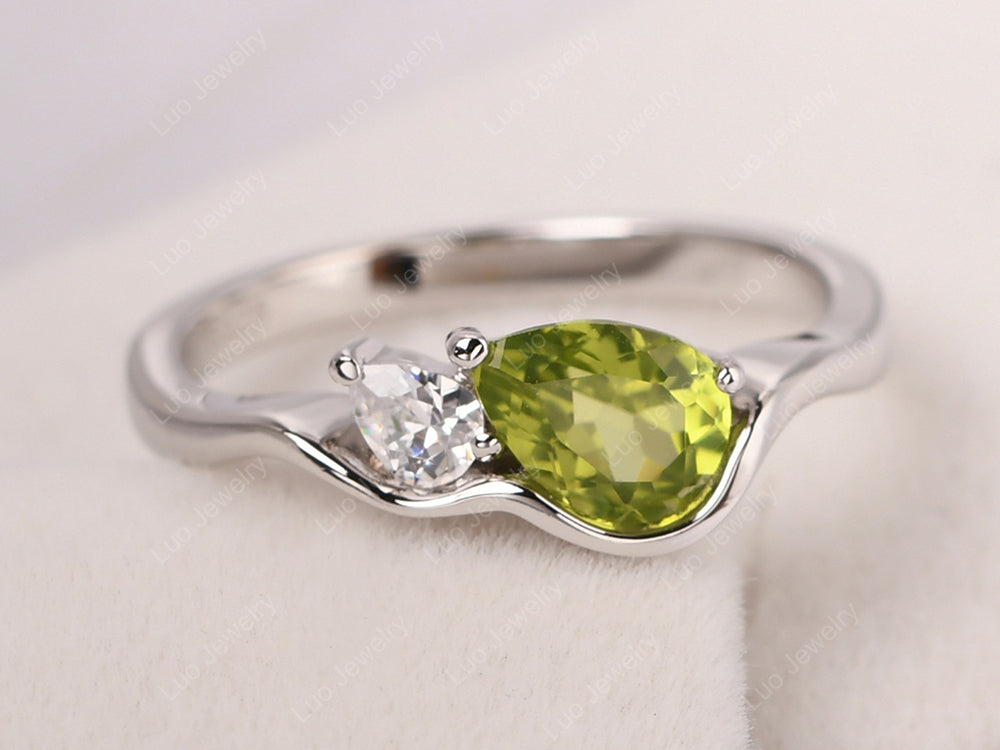 Unique Mothers Rings 2 Stones Peridot Ring - LUO Jewelry