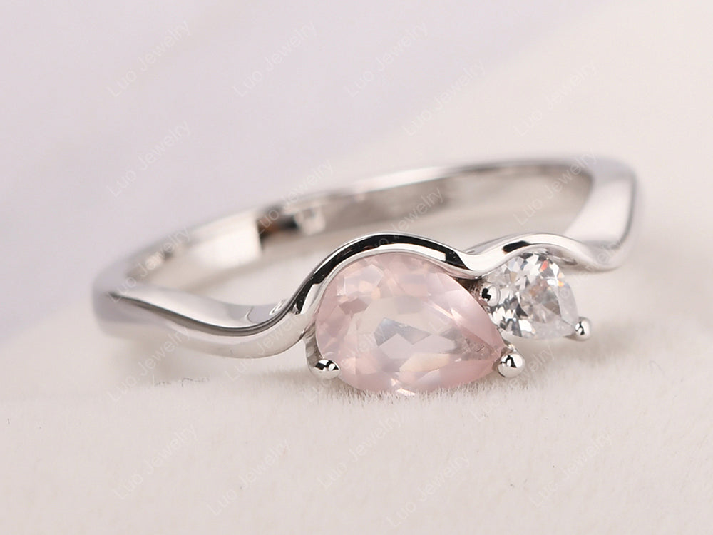 Unique Mothers Rings 2 Stones Rose Quartz Ring - LUO Jewelry