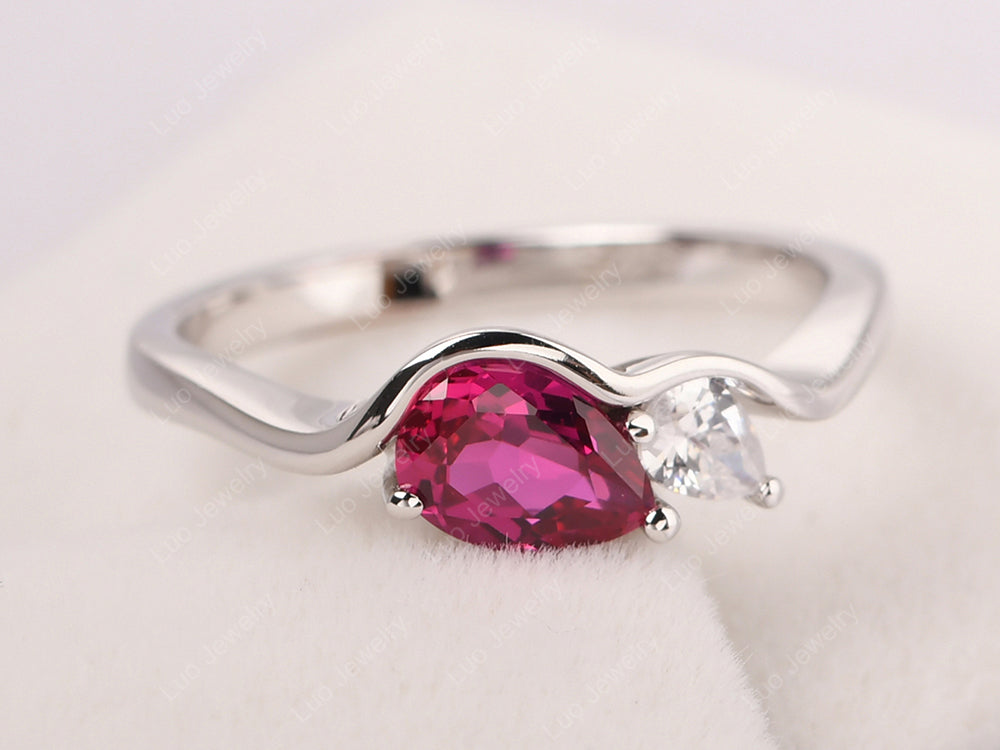 Unique Mothers Rings 2 Stones Ruby Ring - LUO Jewelry