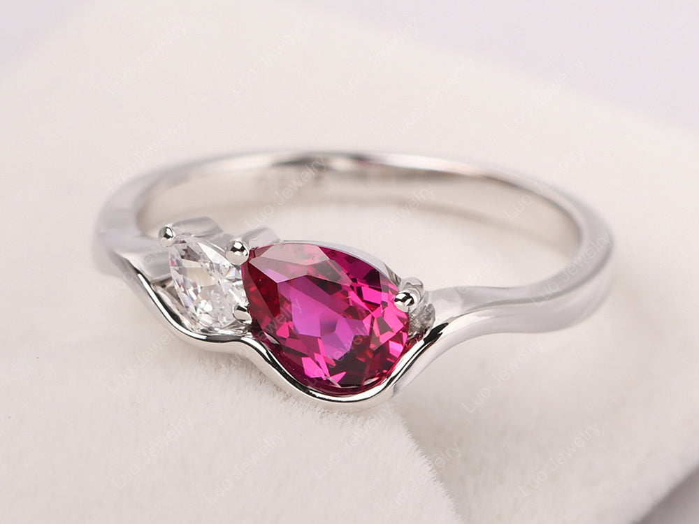 Unique Mothers Rings 2 Stones Ruby Ring - LUO Jewelry