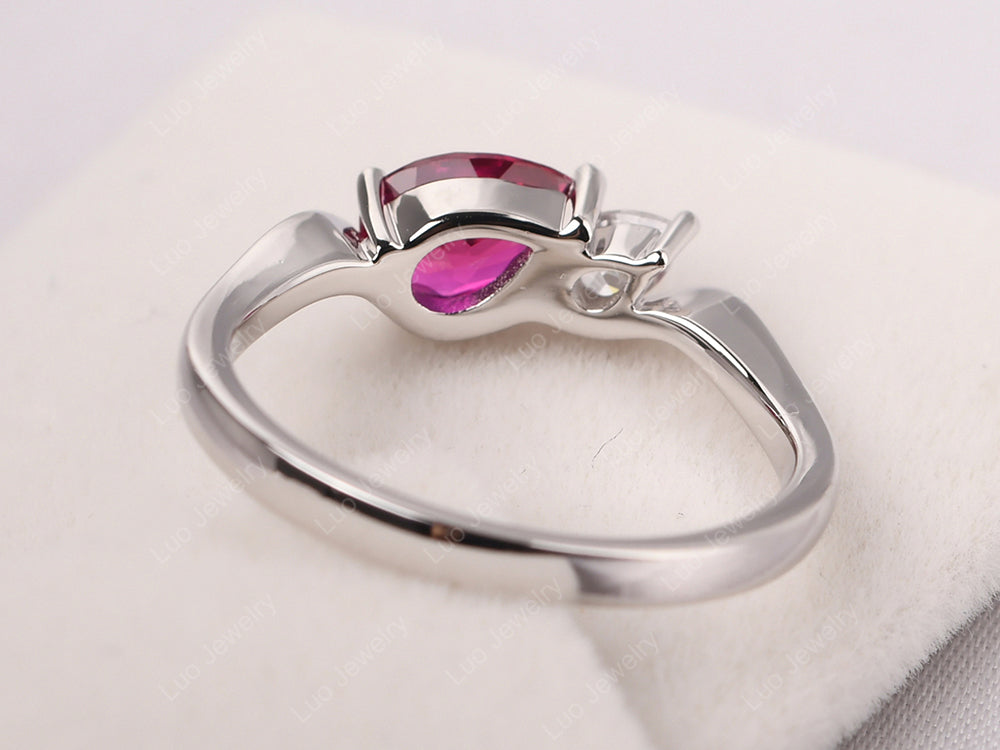 Unique Mothers Rings 2 Stones Ruby Ring - LUO Jewelry