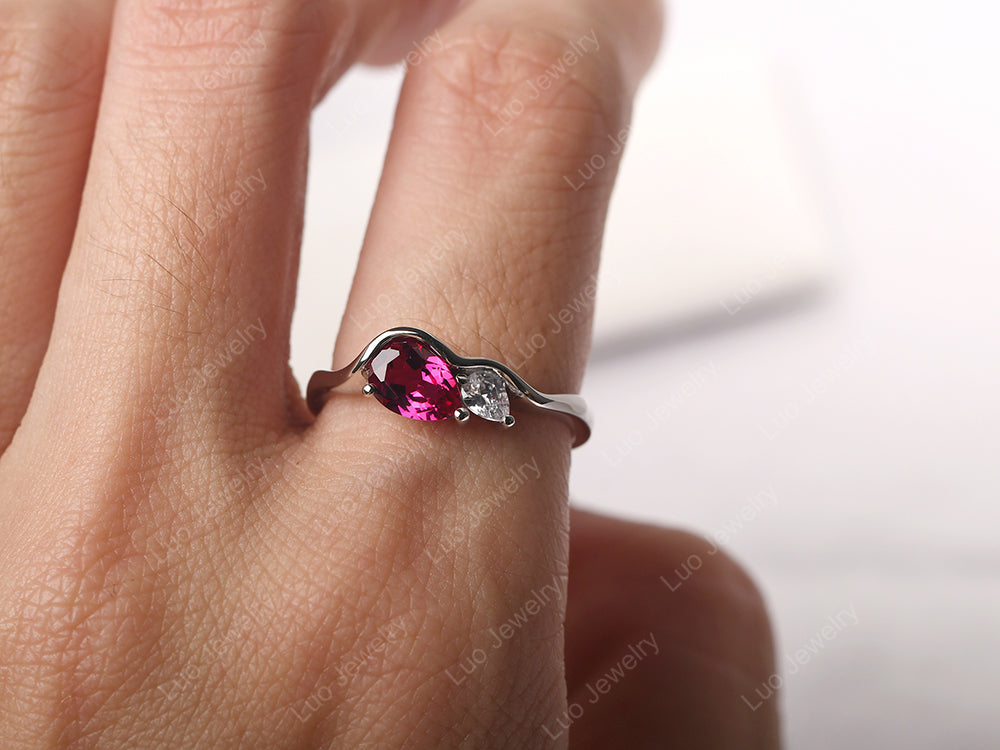 Unique Mothers Rings 2 Stones Ruby Ring - LUO Jewelry