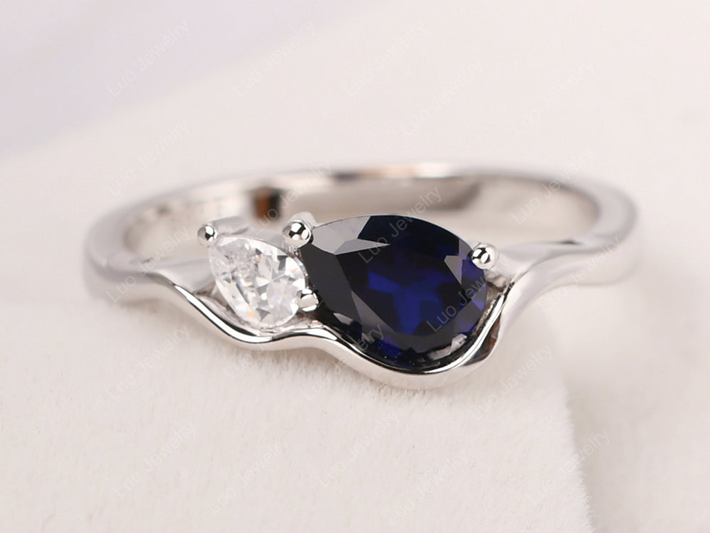 Unique Mothers Rings 2 Stones Sapphire Ring - LUO Jewelry