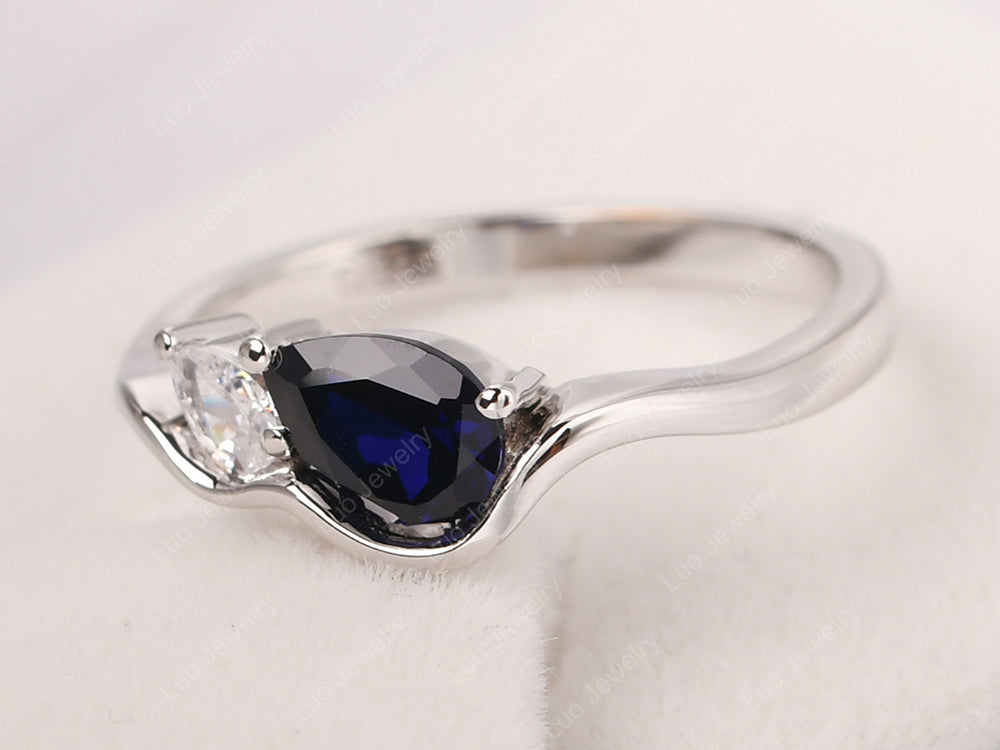Unique Mothers Rings 2 Stones Sapphire Ring - LUO Jewelry