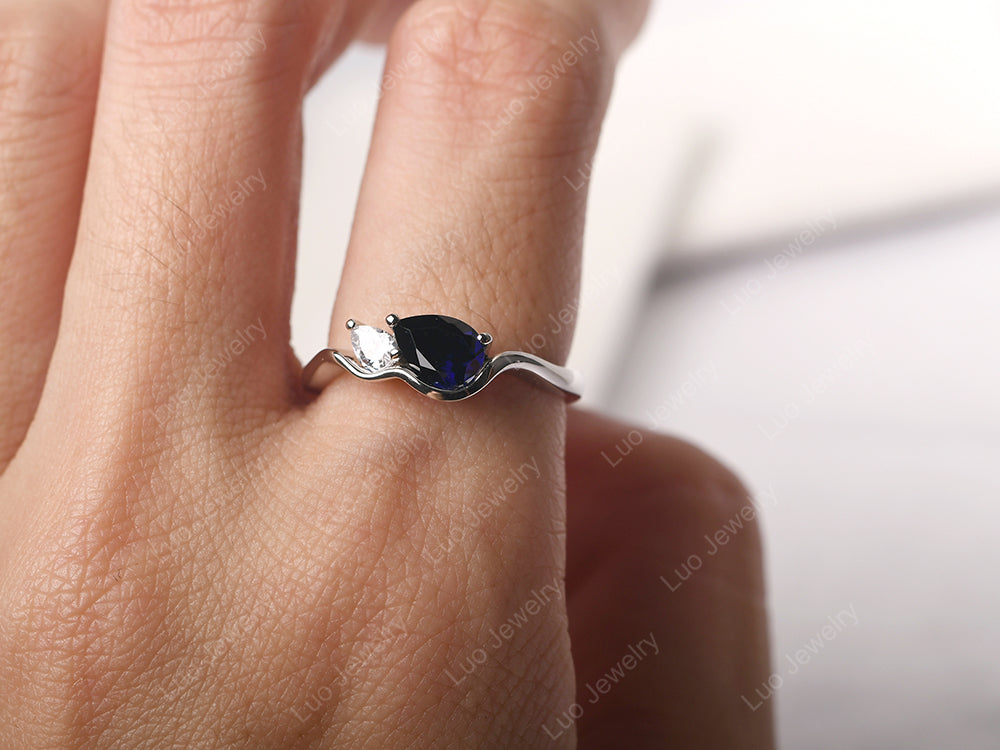 Unique Mothers Rings 2 Stones Sapphire Ring - LUO Jewelry