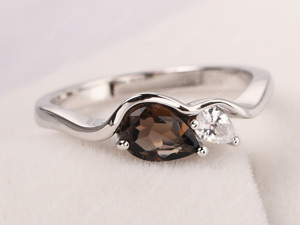 Unique Mothers Rings 2 Stones Smoky Quartz  Ring - LUO Jewelry