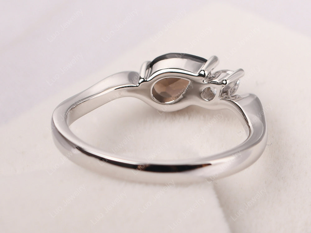 Unique Mothers Rings 2 Stones Smoky Quartz  Ring - LUO Jewelry