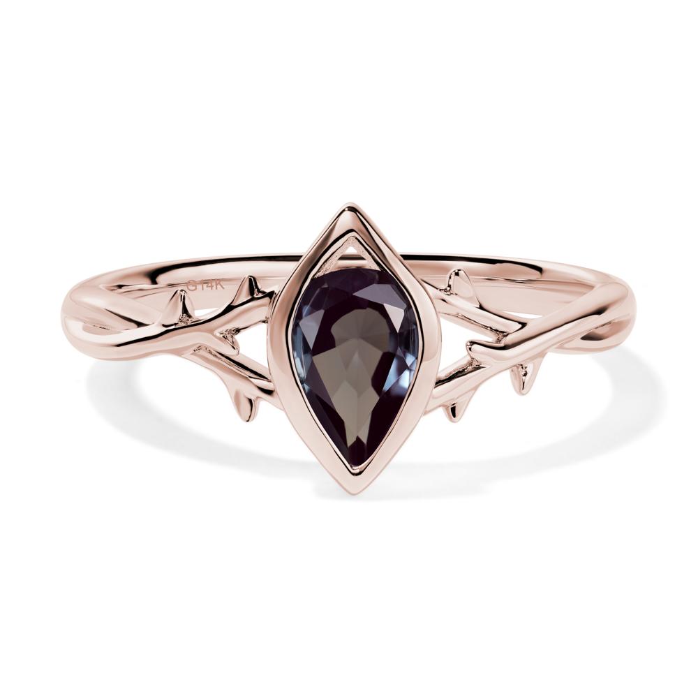 Twig Lab Grown Alexandrite Bezel Set Ring - LUO Jewelry #metal_14k rose gold
