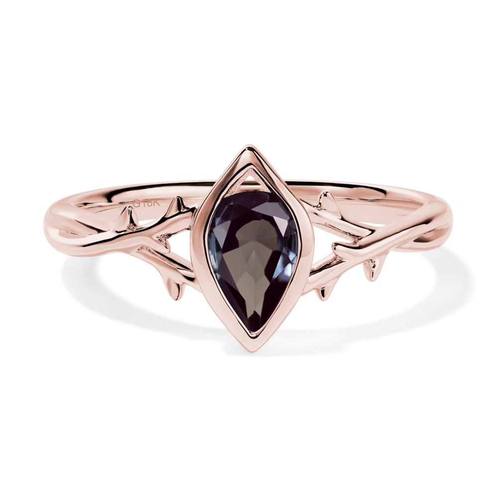 Twig Lab Grown Alexandrite Bezel Set Ring - LUO Jewelry #metal_18k rose gold