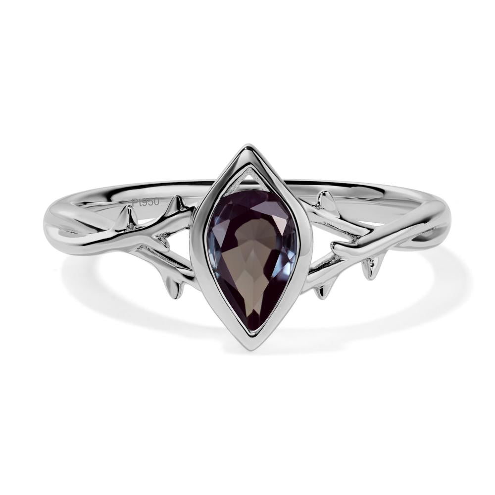 Twig Lab Grown Alexandrite Bezel Set Ring - LUO Jewelry #metal_platinum