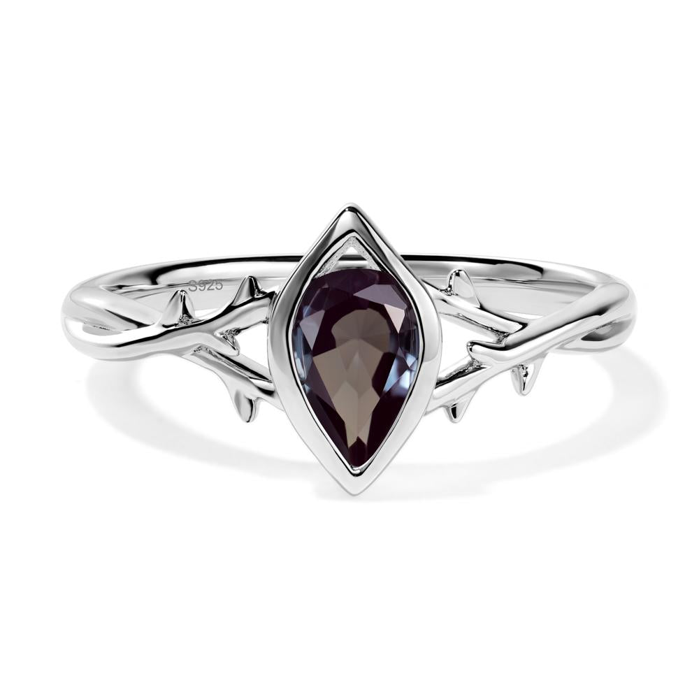 Twig Lab Grown Alexandrite Bezel Set Ring - LUO Jewelry #metal_sterling silver