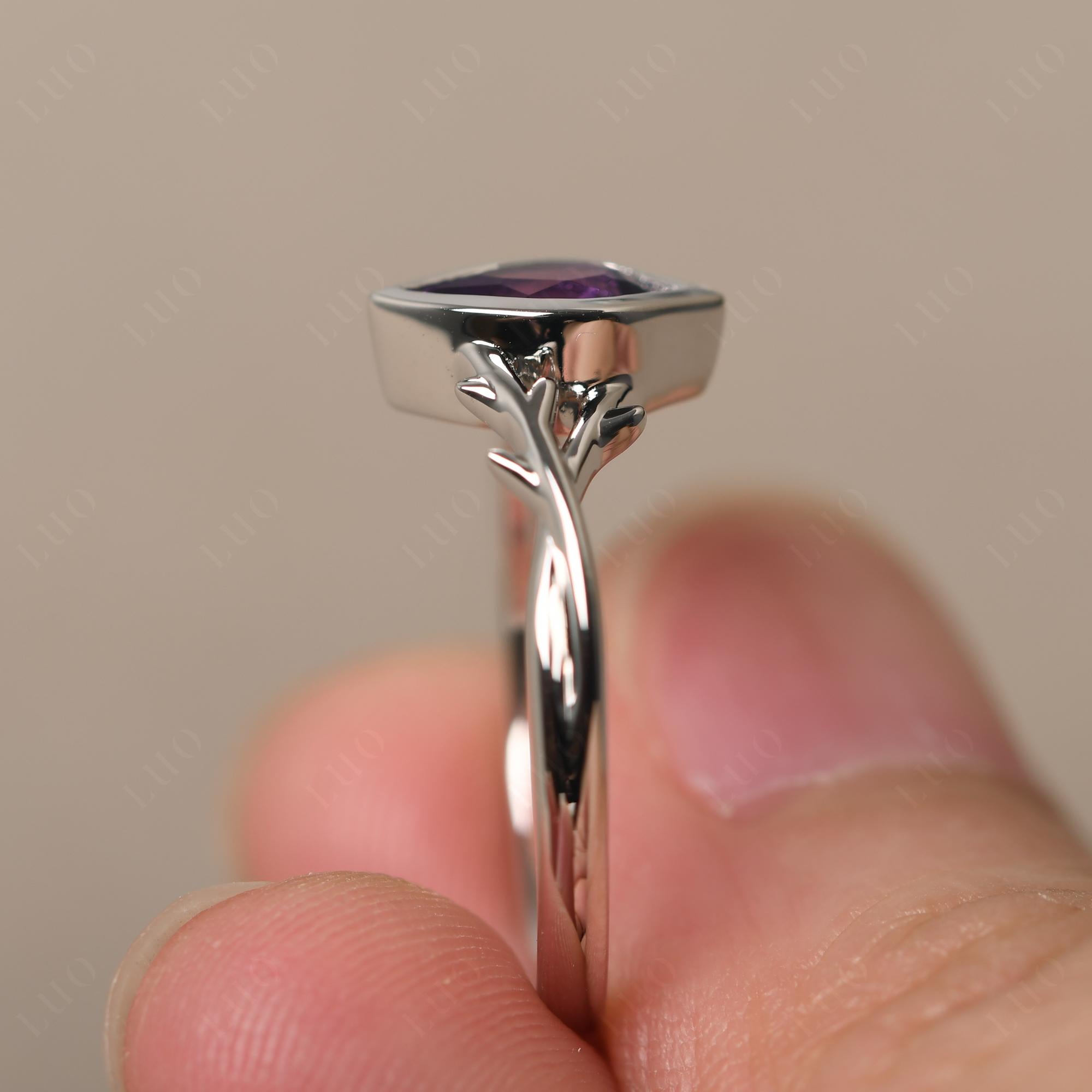 Twig Amethyst Bezel Set Ring - LUO Jewelry