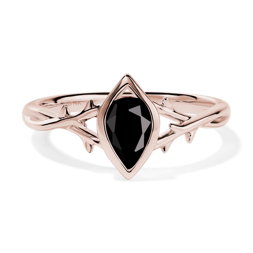 Twig Black Spinel Bezel Set Ring - LUO Jewelry #metal_14k rose gold